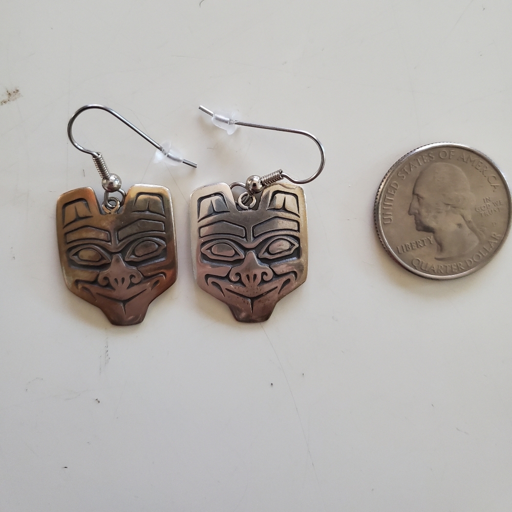 Marked Sterling Earrings Barry Herem Totem Animal Earrings